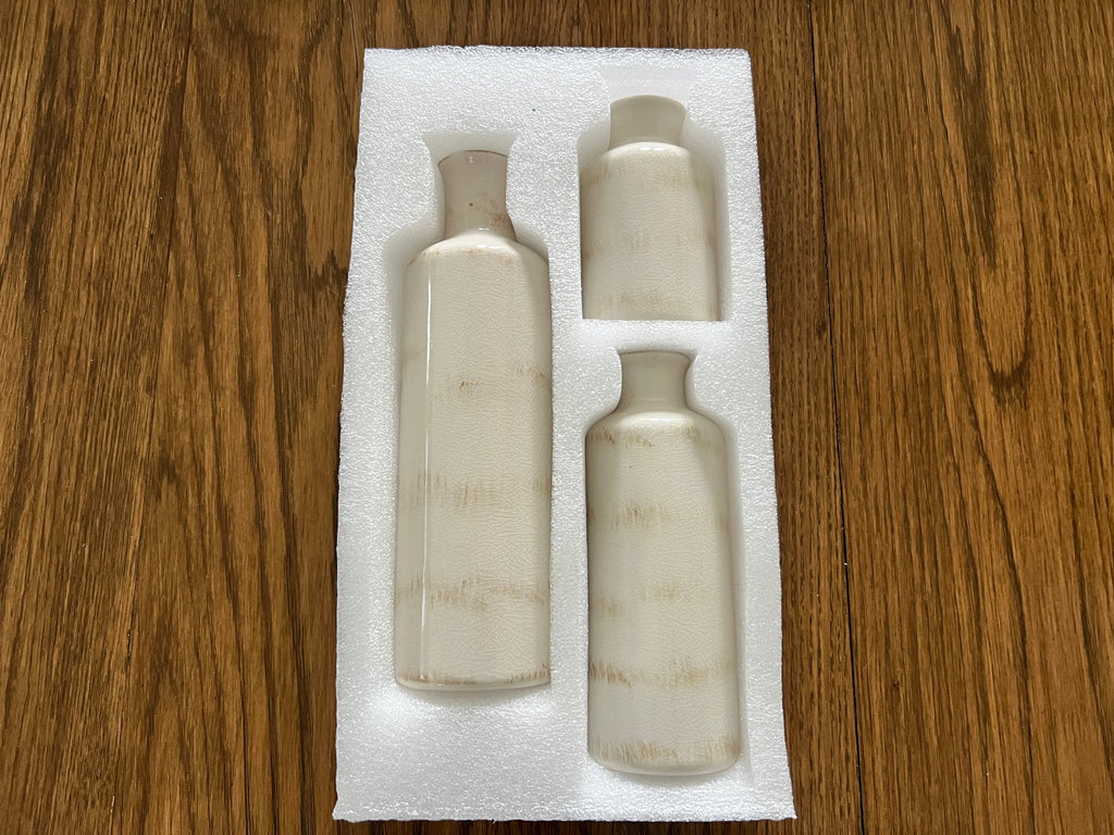 *3 Vase Set - ceramic - 3" diameter and ~ 5", 7.5", 10" height - (greenery not included)