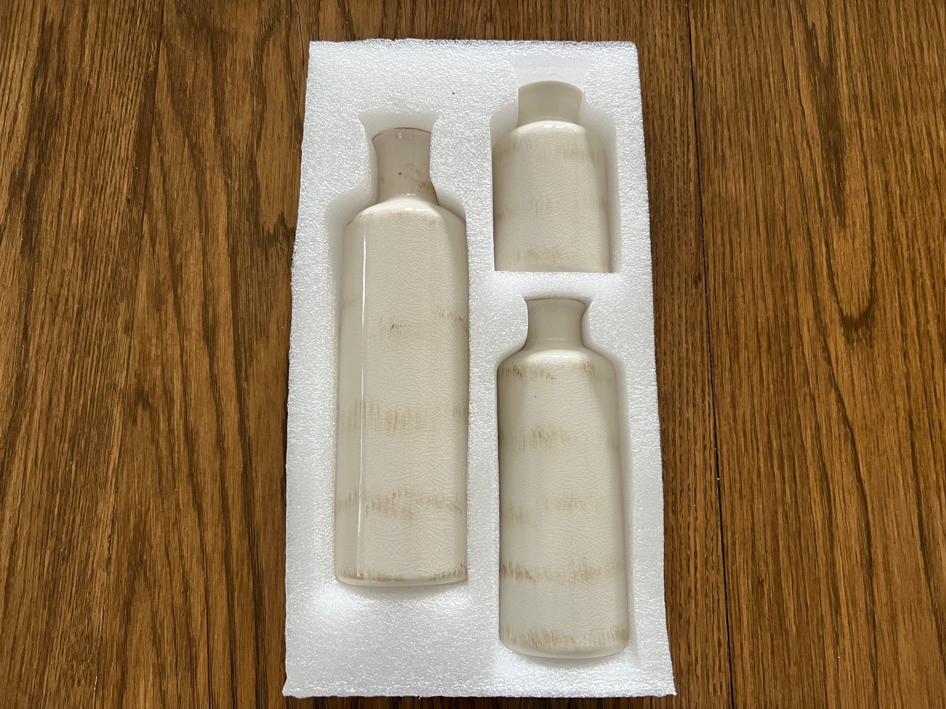 *3 Vase Set - ceramic - 3" diameter and ~ 5", 7.5", 10" height - (greenery not included)