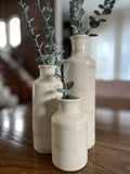 *3 Vase Set - ceramic - 3" diameter and ~ 5", 7.5", 10" height - (greenery not included)