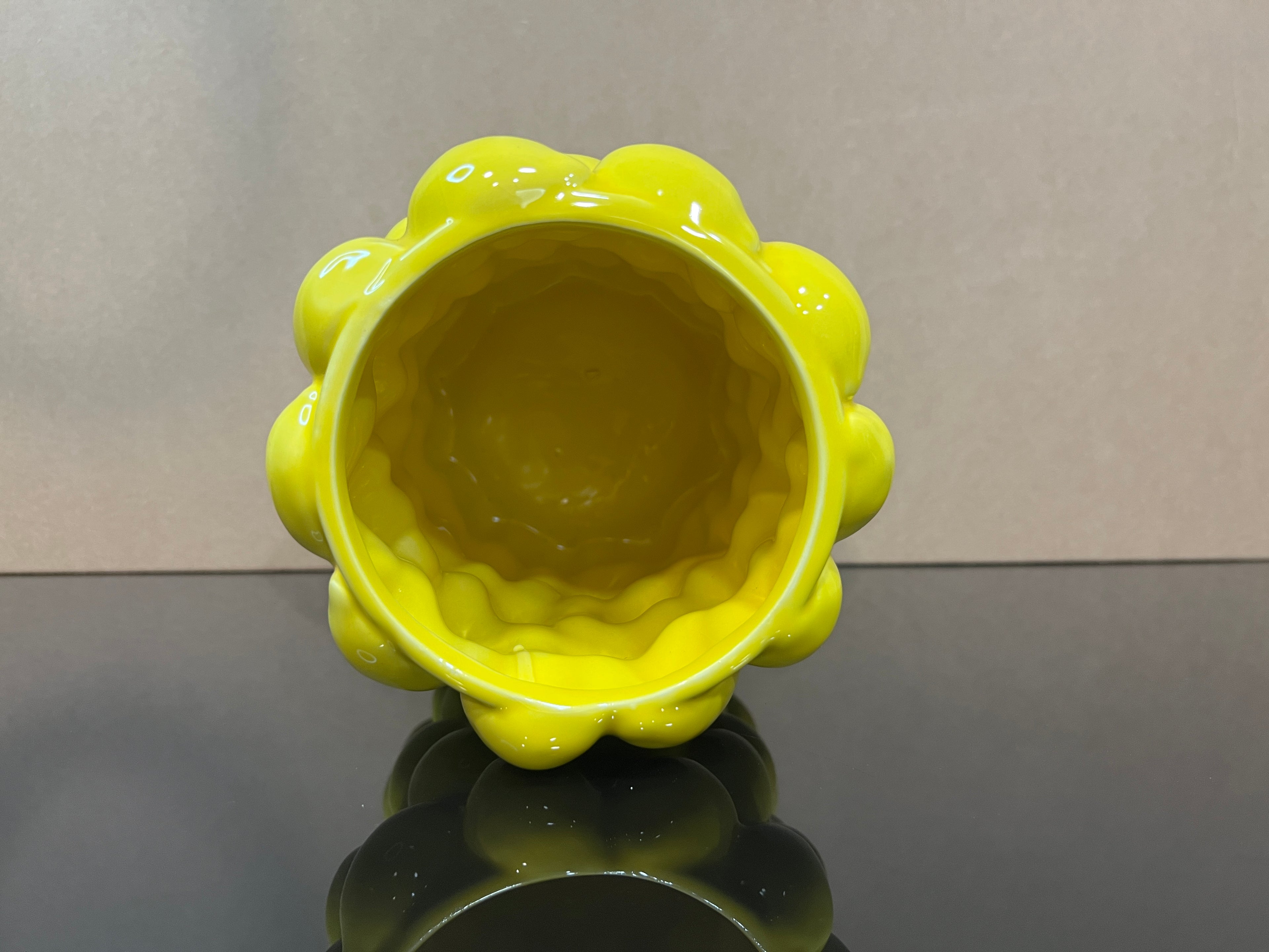 *Lemon Vase - 7 Inch Tall Yellow Ceramic Tabletop Vase with 3D Lemon Design
