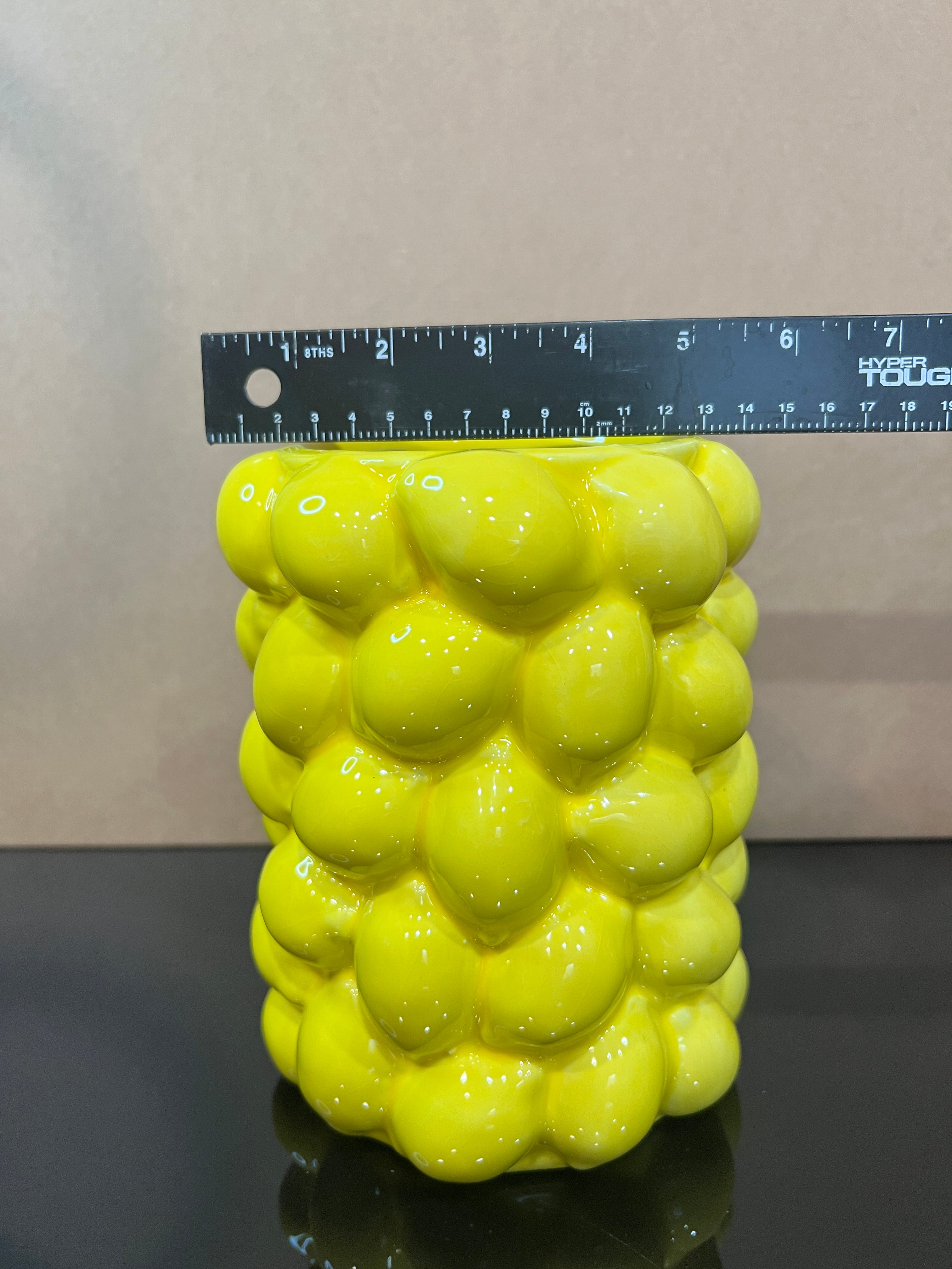 *Lemon Vase - 7 Inch Tall Yellow Ceramic Tabletop Vase with 3D Lemon Design