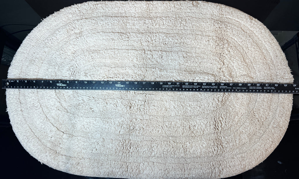 Cotton Beige Oval Bathroom Mat