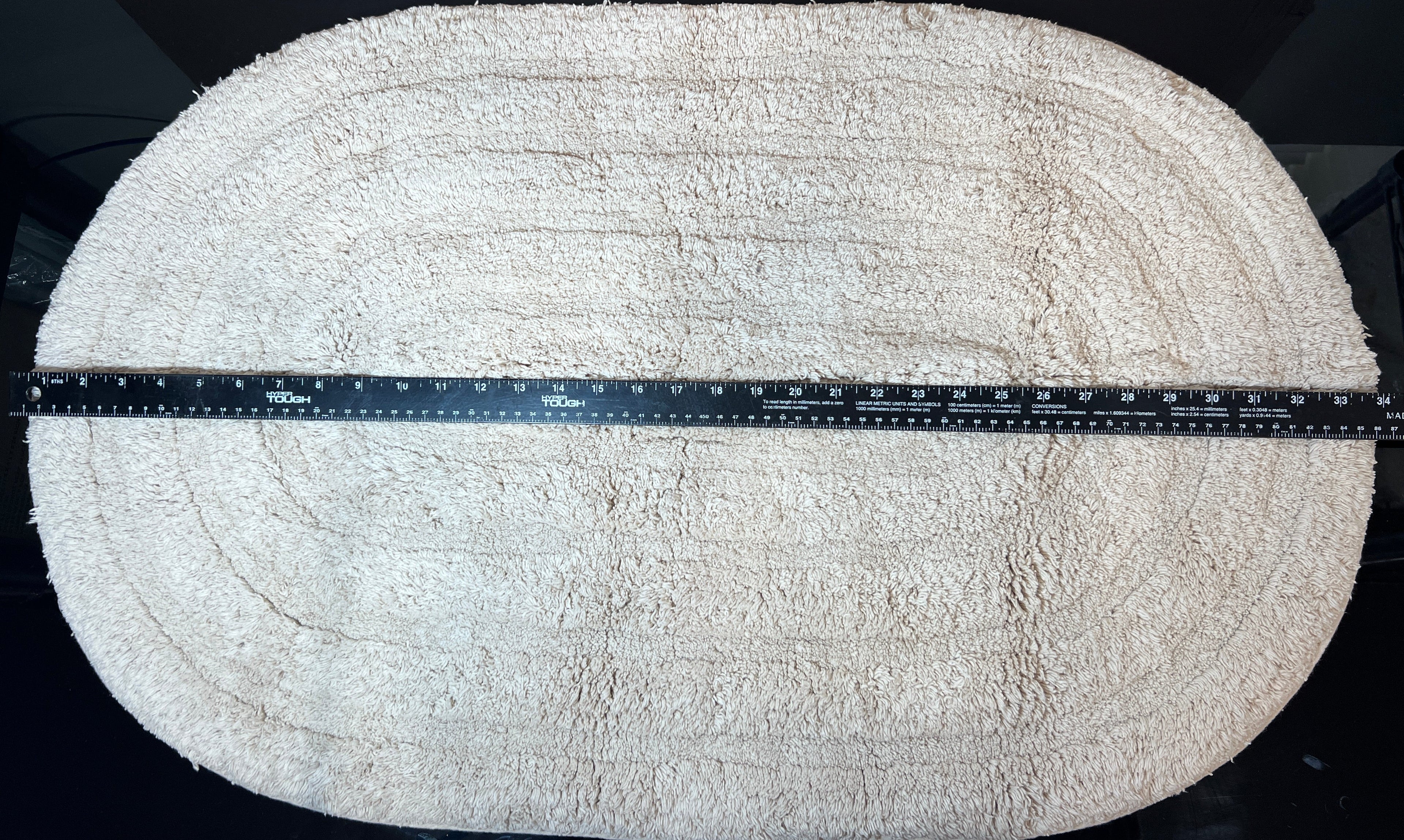 Cotton Beige Oval Bathroom Mat
