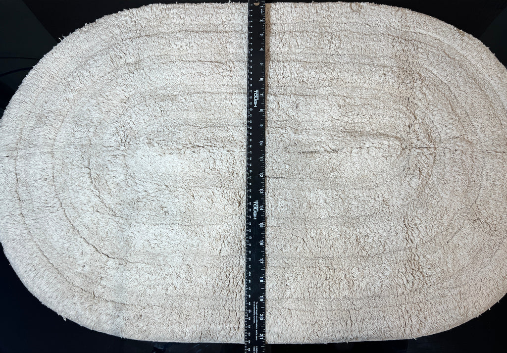 Cotton Beige Oval Bathroom Mat