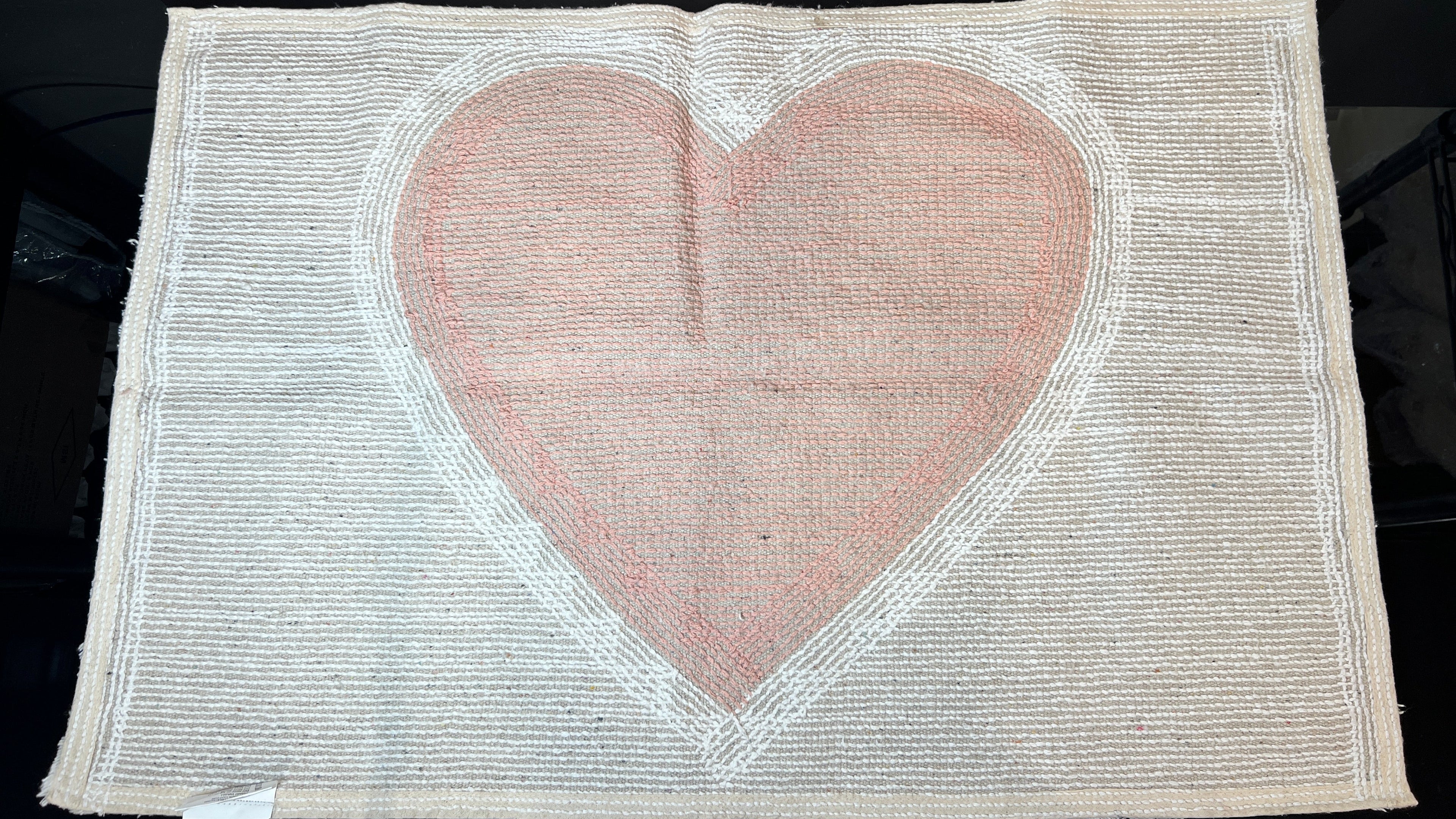 Heart Pink Bath Mat - Soft Cotton - Machine Washable - Non-Slip - 30" x 20"