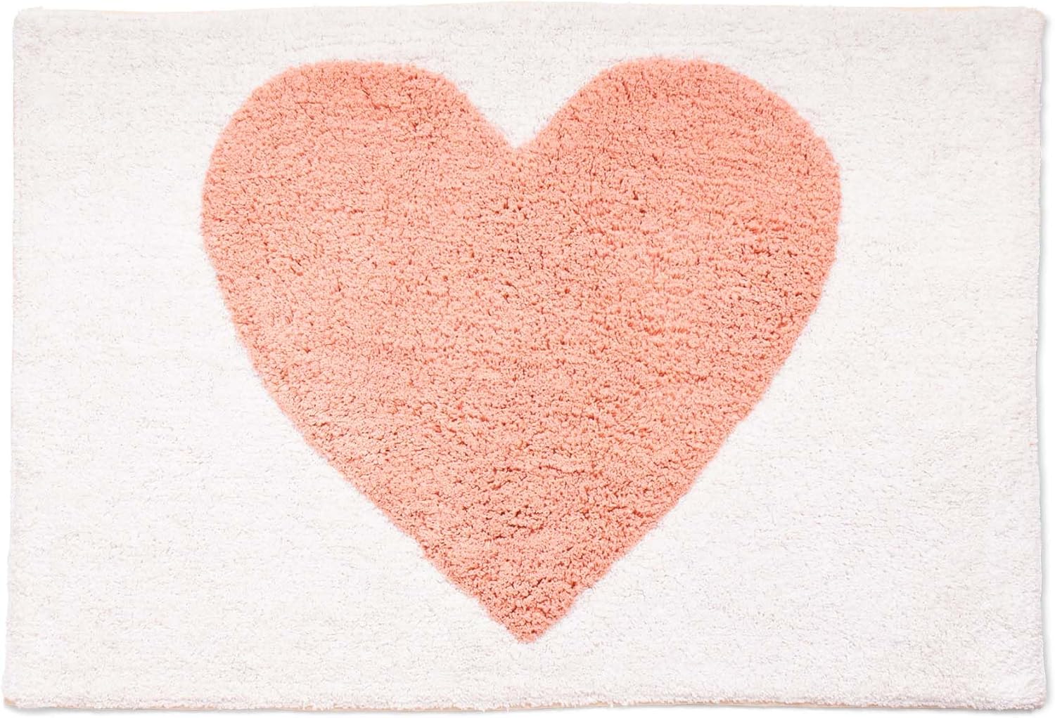 Heart Pink Bath Mat - Soft Cotton - Machine Washable - Non-Slip - 30" x 20"