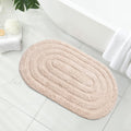 Cotton Beige Oval Bathroom Mat